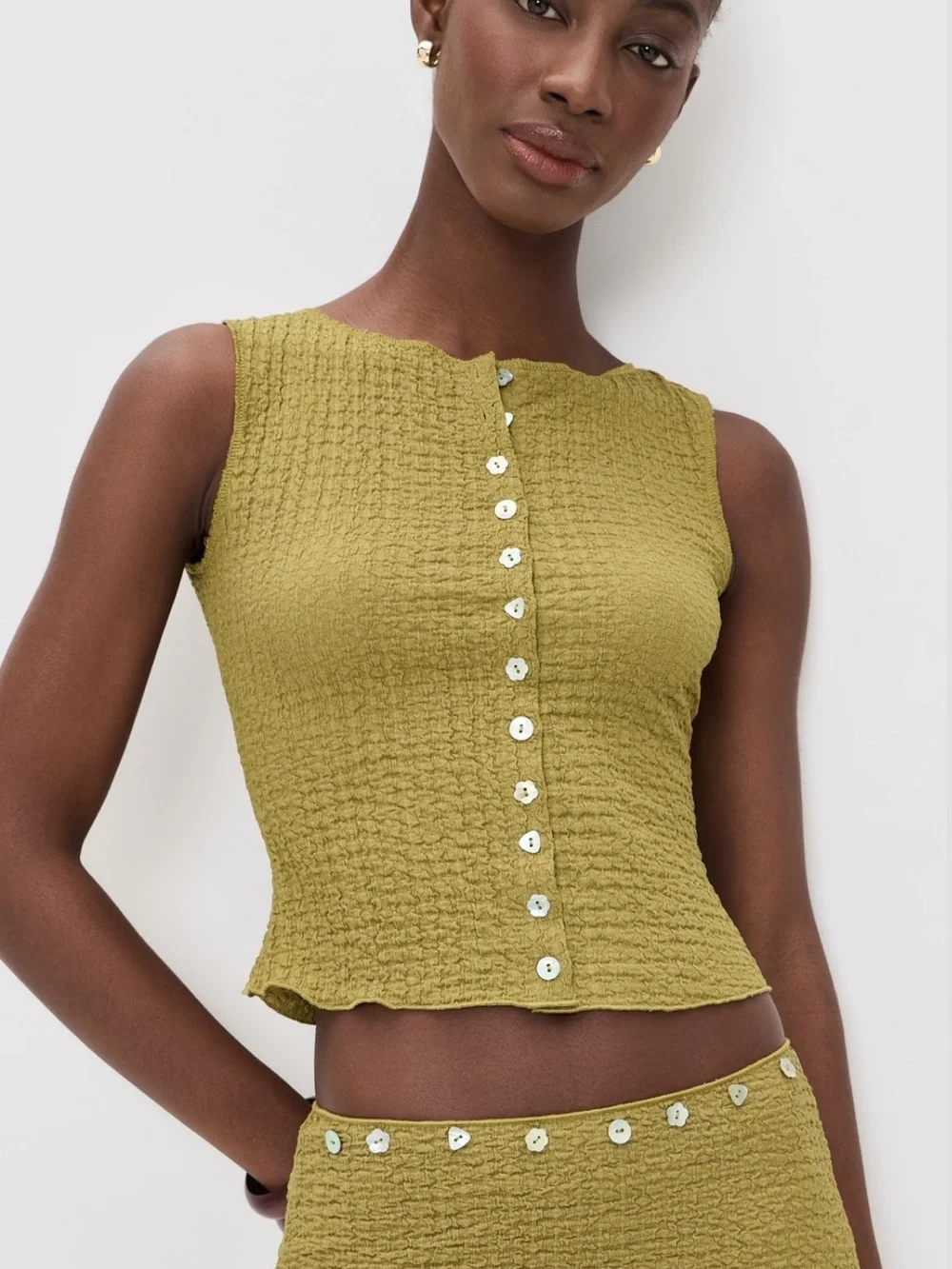 NWT Lisa Says Gah Olive Textured Button Top & Sammy Maxi Skirt Set M - Picture 10 of 10